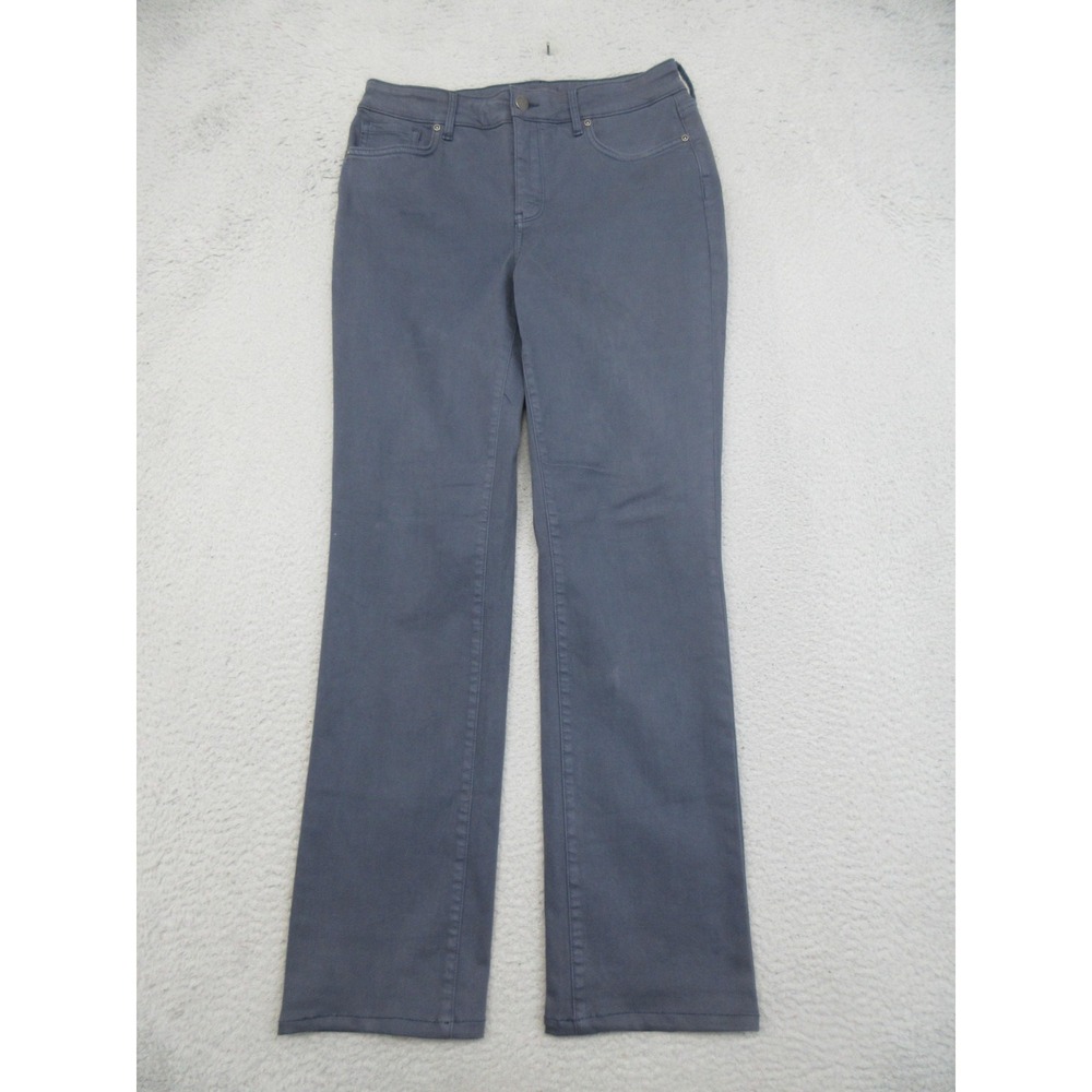 NYDJ Marilyn Straight Jean Women 8 Gray Mid Rise Lift Tuck Stretch Classic Denim